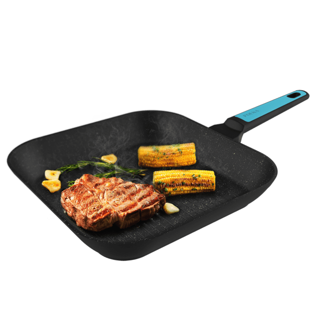 Cecotec Polka Platinum 28 Grill Thunder. Grill con Diámetro de 28 cm Aluminio Forjado Revestimiento Antiadherente Teflon Platinum Plus Apta para Lavavajillas y Todo tipo de Cocinas Libre PFOA Sarten