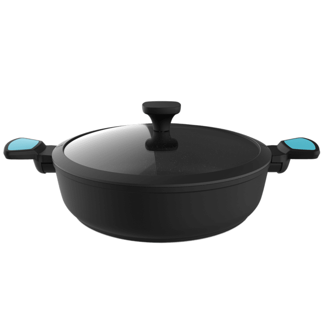 Cecotec Polka Platinum 28 Low Pot Thunder. Olla Baja con Diámetro 28 cm Aluminio Forjado Revestimiento Antiadherente Teflon Platinum Plus Apta para Lavavajillas y Todo tipo de Cocinas Libre PFOA Olla