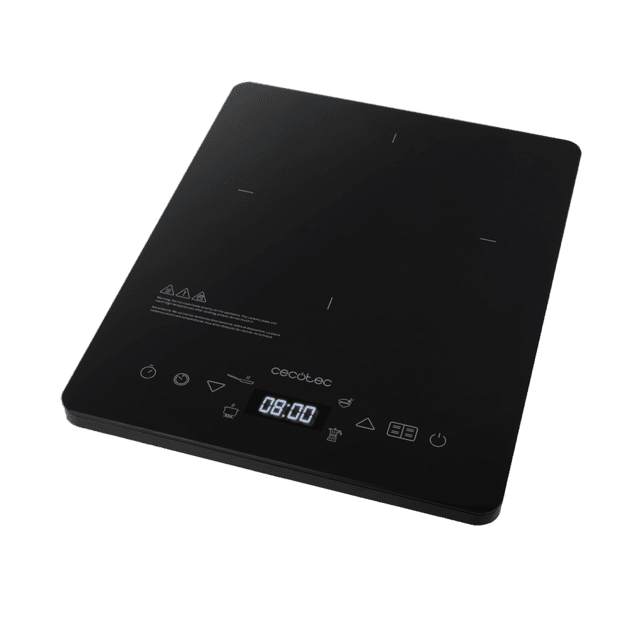 Cecotec Portátil Full Crystal Onyx. Placa De Inducción De 2000 W Cristal Esmaltado Control Táctil Potencia Y Temperatura Regulable 4 Programas Preconfigurados Temporizador Diámetro 28 Cm Placa Inducción Portátil Digital