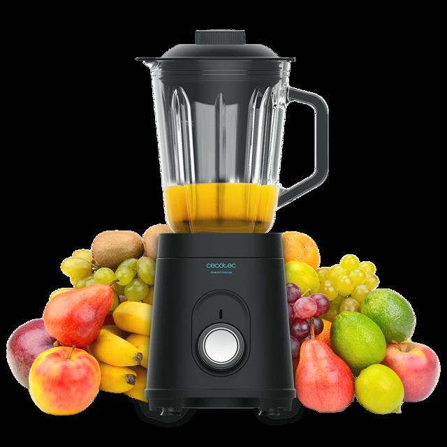 Cecotec Power Black Titanium 1000.Batidora de Vaso de 1000 W Cuerpo de Acero Inoxidable Cuchilla de 4 Hojas con Recubrimiento de Titanio Negro Jarra de Vidrio 1 5 L 5 Velocidades Batidora de vaso 1000 W