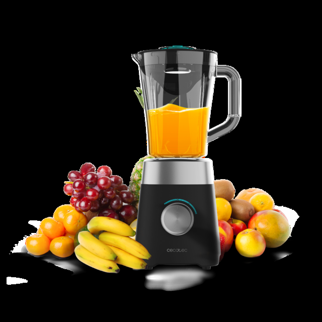 Cecotec Power Black Titanium 1300MAX B Batidora de vaso de 1300 W de maxima potencia con cuchilla de 4 hojas con recubrimiento de titanio negro y jarra de 1 5 L de capacidad. Cuenta con 2 velocidades más función Pulse Batidora