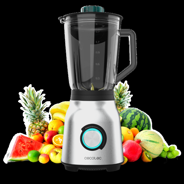 Cecotec Power Black Titanium 1800MAX Blend It Batidora de vaso de 1800 W de maxima potencia de acero inoxidable con cuchilla de 6 hojas con recubrimiento de titanio negro y jarra de vidrio fundido con 1 5 L de capacidad. Cuenta