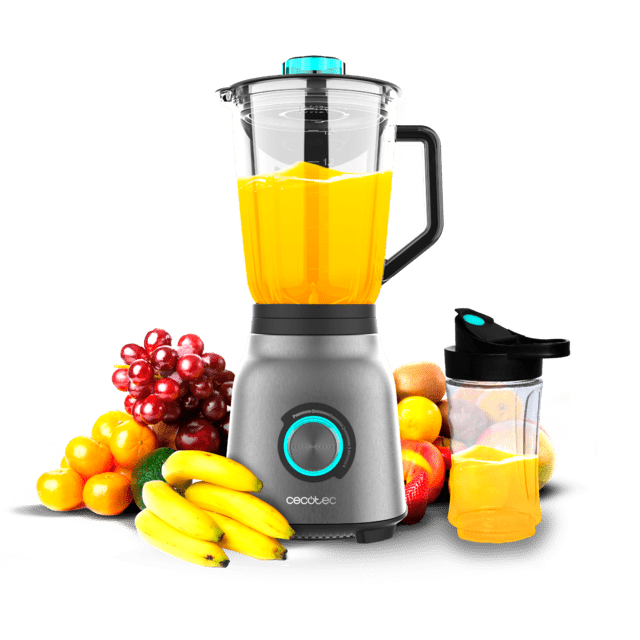 Cecotec Power Black Titanium 1800MAX Blend It Go Batidora De Vaso De 1800 W De Máxima Potencia De Acero Inoxidable Con Cuchilla De 6 Hojas Con Recubrimiento De Titanio Negro Y Jarra De Vidrio Fundido Con 1 5 L De Capacidad. Cue