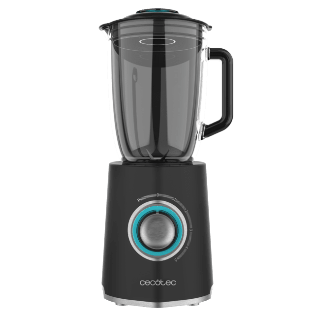 Cecotec Power Black Titanium 2000MAX Mix Go Batidora De Vaso Con Acacados En Acero Inoxidable De 2000 W De Maxima Potencia Con Cuchilla Con Recubrimiento De Titanio Negro Y 1 5 L De Capacidad. Batidora De Vaso