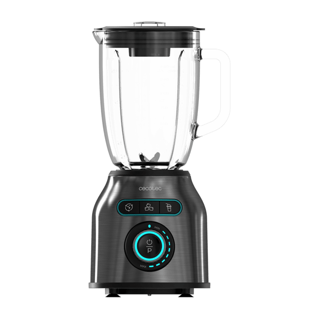 Cecotec Power Black Titanium 2200MAX Smooth Batidora De Vaso Con Acacados En Acero Inoxidable De 2200 W De Maxima Potencia Con Cuchilla Con Recubrimiento De Titanio Negro Y 1 8 L De Capacidad. Batidora De Vaso