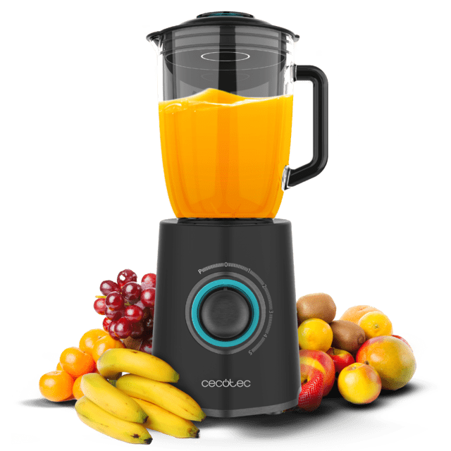 Cecotec Power Black Titanium 2300MAX Mix Go Batidora americana de vaso de 2300W de maxima potencia con 6 hojas con recubrimiento de titanio negro y jarra termorresistente de 1 5 litros. Batidora americana de vaso