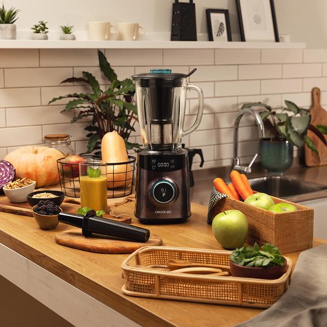 Cecotec Power Black Titanium 2500MAX Advance Batidora De Vaso De 1800 W Acero Inoxidable Cuchilla De 8 Hojas Con Recubrimiento De Titanio Negro Y Jarra De Vidrio Fundido Con 1 8 L Batidora De Vaso