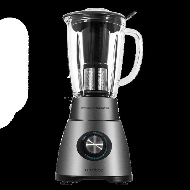Cecotec Power Black Titanium 2500MAX. Batidora Vaso Con Capacidad 2 1L 1800 W Cuchilla De 6 Hojas De Titanio Negro Filtro Licuados Jarra Termorresistente Batidora De Vaso Y Licuadora