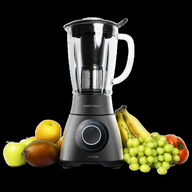 Cecotec Power Black Titanium 2500MAX PerfectMix. Batidora Vaso Con Potencia 1500 W Cuchilla De 8 Hojas Con Recubrimiento Titanio Negro Capacidad 1 8 Litros Incluye Filtro Licuados Batidora De Vaso