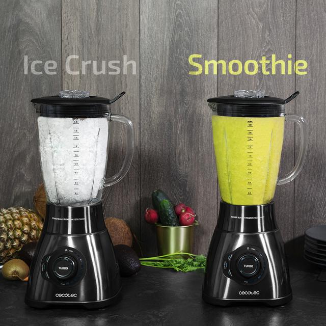 Cecotec Power Black Titanium 2500MAX Smart. Batidora Vaso Americano Digital De 1800 W Cuchilla De 6 Hojas De Titanio Negro Filtro Para Licuados 3 Programas Automáticos Y Jarra Termorresistente Batidora De Vaso Y Licuadora