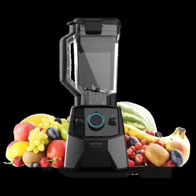 Cecotec Power Black Titanium 2600MAX Pro. Batidora De Vaso De 2000 W Cuchilla De 8 Hojas Recubrimiento De Titanio Negro 3 Programas Predeterminados Jarra Cuadrada De Plástico Libre BPA Batidora De Vaso