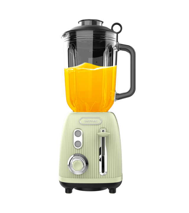 Cecotec Power Black Titanium RetroGreen Batidora De Vaso Retro Con 1200W De Potencia Máxima Cuchilla De 4 Hojas Con Recubrimiento De Titanio Negro Y Jarra Con 1 5L De Capacidad. Batidora De Vaso
