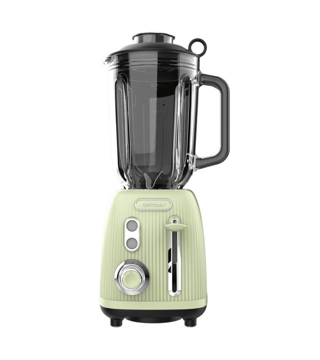 Cecotec Power Black Titanium RetroGreen Batidora De Vaso Retro Con 1200W De Potencia Máxima Cuchilla De 4 Hojas Con Recubrimiento De Titanio Negro Y Jarra Con 1 5L De Capacidad. Batidora De Vaso