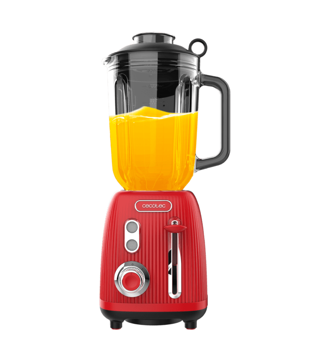 Cecotec Power Black Titanium RetroRed Batidora De Vaso Retro Con 1200W De Potencia Máxima Cuchilla De 4 Hojas Con Recubrimiento De Titanio Negro Y Jarra Con 1 5L De Capacidad.  Batidora De Vaso