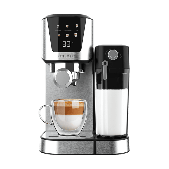 Cecotec Power Espresso 20 Cream Cafetera semiautomática con función de pantalla táctil en color para encendido/apagado espresso cappuccino y latte. Cafetera semiautomática 