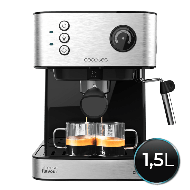 Cecotec Power Espresso 20 Professionale. Cafetera Express de 850 W 20 Bares Manómetro Depósito de 1 5L Brazo Doble Salida Vaporizador Superficie Calientatazas Acabados en Acero Inoxidable Cafetera express 20 bares  