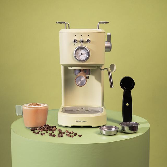 Cecotec Power Espresso 20 Retro Green Cafetera Espresso Con 20 Bares Con Vaporizador. Cafetera Espresso 20 Bares