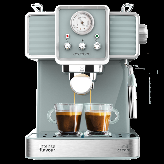 Cecotec Power Espresso 20 Tradizionale Cafetera Express para espressos y cappuccinos rápido Sistema de Calentamiento por thermoblock 20 Bares manómetro PressurePro y vaporizador orientable Cafetera espresso