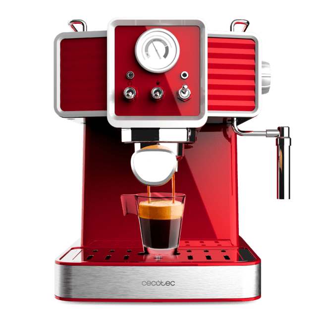 Cecotec Power Espresso 20 Tradizionale Light Red Cafetera Express Para Café Expreso y Cappuccino con 20 Bares Manómetro y Vaporizador Orientable. Cafetera Express con vaporizador 20 bares