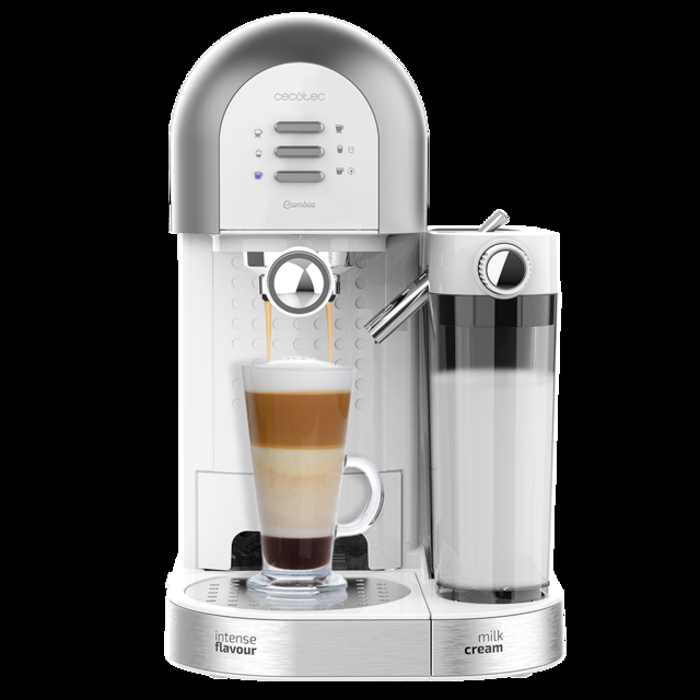 Cecotec Power Instant-ccino 20 Chic Serie Bianca. Cafetera Semiautomática para café molido y en cápsulas 20 Bares Depósito de Leche 0.7ml Depósito de Agua 1.7L 1470W Cafetera espresso y cápsulas semiautomática