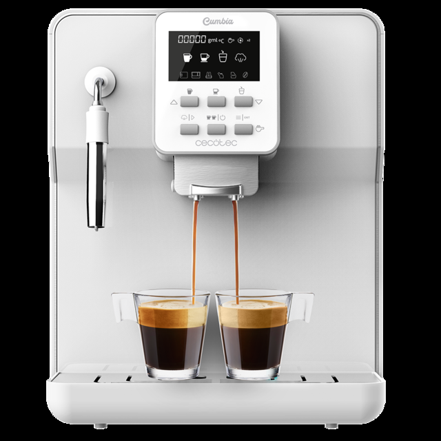 Cecotec Power Matic-ccino 6000 Serie Bianca. Cafetera superautomática con 19 Bares 1-2 cafés Sistema de rápido Calentamiento Pantalla LCD depósito café 250 gr Molinillo Integrado 1350 W Cafetera superautomática