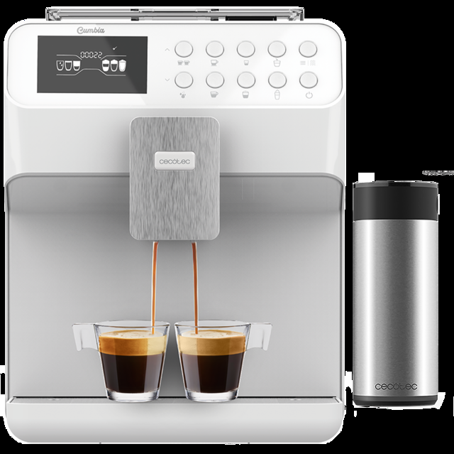 Cecotec Power Matic-ccino 7000 Serie Bianca. Cafetera Superautomática con Depósito de Leche Pantalla digital Café Personalizable Tecnología ForceAroma 19 bares de presión Bandeja calientatazas Cafetera superautomática