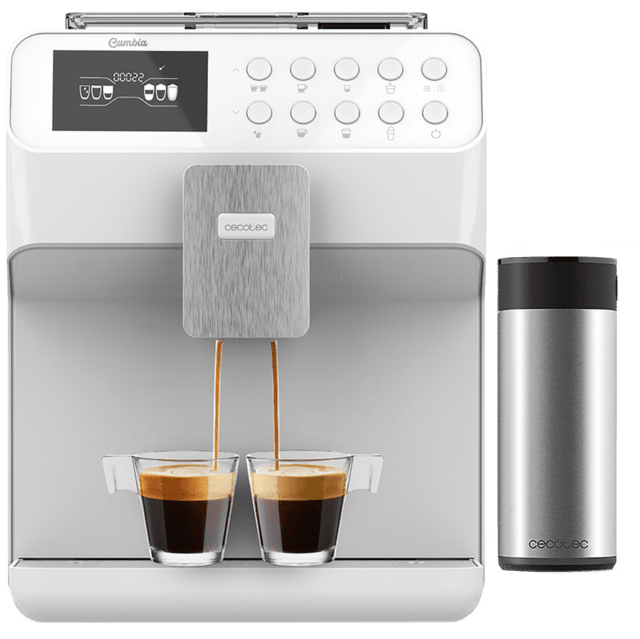 Cecotec Power Matic-ccino 7000 Serie Bianca S Cafetera Superautomática con depósito de leche y pantalla digital. Prepara Cappuccino con solo pulsar un botón. Café totalmente personalizable. Tecnología ForceAroma 19 bares de