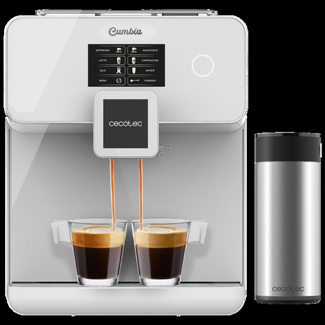 Cecotec Power Matic-ccino 8000 Touch Serie Bianca. Cafetera Superautomática con Depósito de leche Pantalla Táctil Prepara Cappuccino Café Personalizable Tecnología ForceAroma de 19 bares de presión Cafetera superautomátic