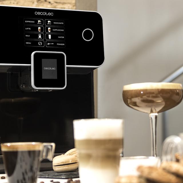 Cecotec Power Matic-ccino 8000 Touch Serie Nera. Cafetera Superautomática Con Depósito De Leche Pantalla Táctil Prepara Cappuccino Café Personalizable Tecnología ForceAroma 19 Bares De Presión Cafetera Superautomática  