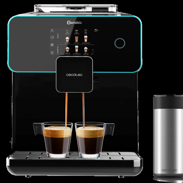 Cecotec Power Matic-ccino 9000 Serie Nera. Cafetera superautomática Cumbia que Personaliza Intensidad Temperature café Leche y Espuma 19 Bares de presión Pantalla LED 5 Niveles de molido Cafetera superautomática  