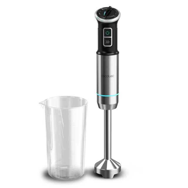 Cecotec Power Neutron 1100MAX Batidora De Mano De 1100 W De Maxima Potencia Tecnología Crossblades Con Cuchillas De 4 Hojas Con Recubrimiento De Titanio Negro Pie Xl Extralargo Campana Antisalpicaduras Y Selector De Velocidad C