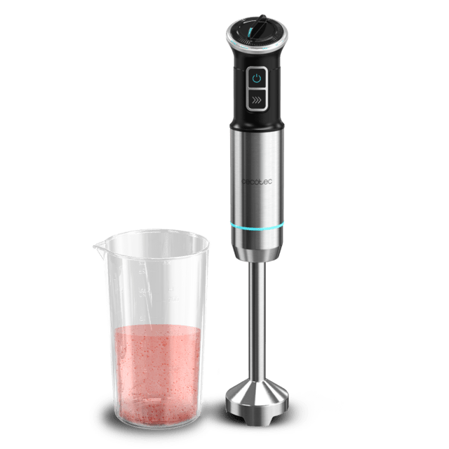 Cecotec Power Neutron 1100MAX Batidora De Mano De 1100 W de maxima potencia Tecnología Crossblades Con Cuchillas De 4 Hojas Con Recubrimiento De Titanio Negro Pie Xl Extralargo Campana Antisalpicaduras Y Selector De Velocidad C