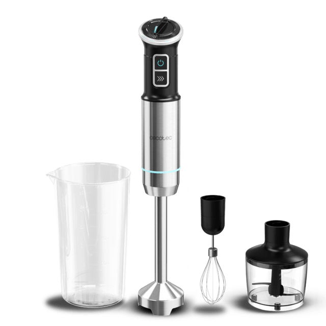 Cecotec Power Neutron 1100MAX Cream&Crush Batidora De Mano De 1100 W De Maxima Potencia Tecnología Crossblades Con Cuchillas De 4 Hojas Con Recubrimiento De Titanio Negro Pie Xl Extralargo Campana Antisalpicaduras Y Selector De