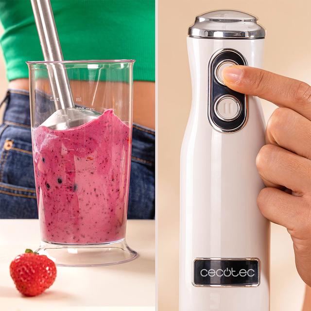 Cecotec Power RetroBeige 1200MAX Batidora De Mano Retro Con 1200 W De Potencia Maxima Cuchilla De 4 Hojas Con Recubrimiento De Titanio Negro Y Velocidad Ajustable. Batidora De Mano