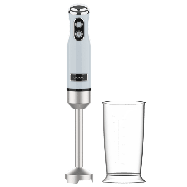Cecotec Power RetroBlue 1200MAX Batidora De Mano Retro Con 1200 W De Potencia Máxima Cuchilla De 4 Hojas Con Recubrimiento De Titanio Negro Y Velocidad Ajustable. Batidora De Mano