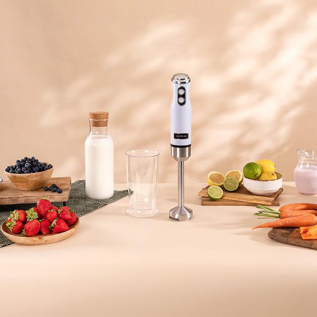 Cecotec Power RetroBlue 1200MAX Batidora De Mano Retro Con 1200 W De Potencia Máxima Cuchilla De 4 Hojas Con Recubrimiento De Titanio Negro Y Velocidad Ajustable. Batidora De Mano