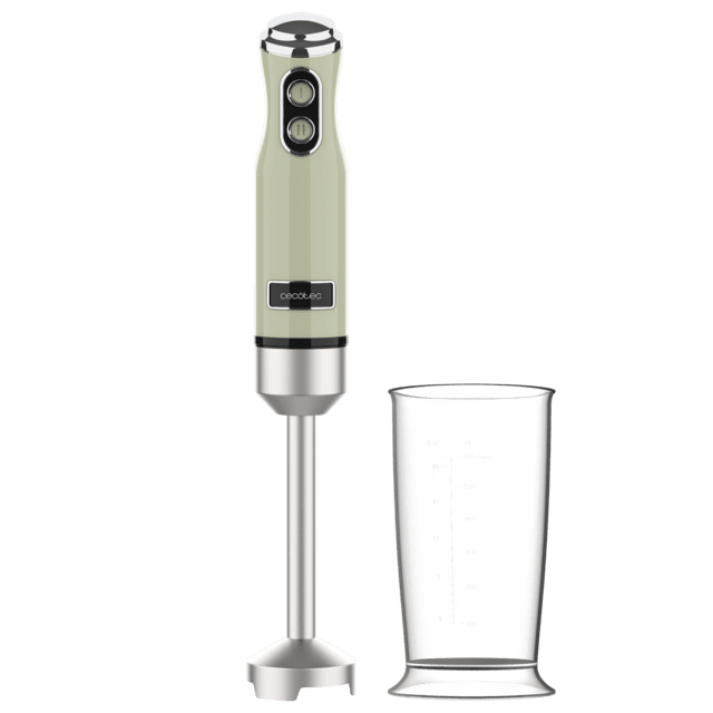 Cecotec Power RetroGreen 1200MAX Batidora De Mano Retro Con 1200 W De Potencia Máxima Cuchilla De 4 Hojas Con Recubrimiento De Titanio Negro Y Velocidad Ajustable. Batidora De Mano 