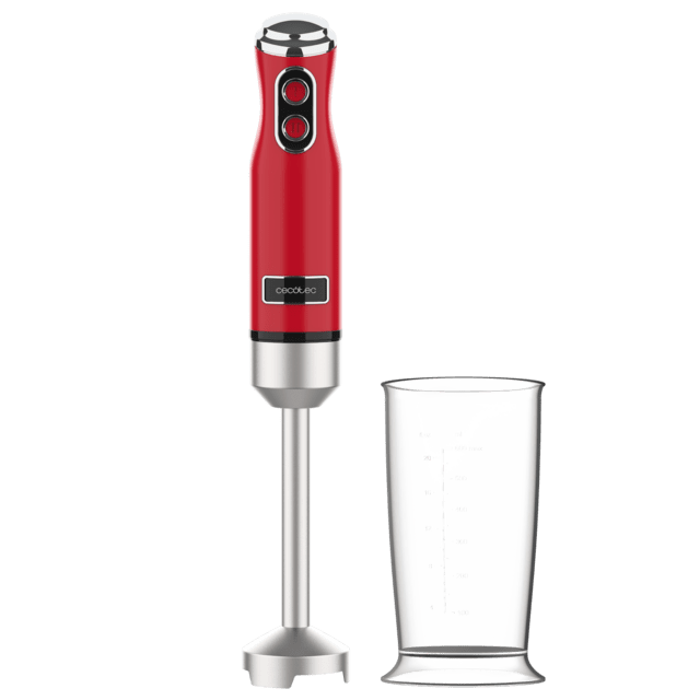 Cecotec Power RetroRed 1200MAX Batidora De Mano Retro Con 1200 W De Potencia Máxima Cuchilla De 4 Hojas Con Recubrimiento De Titanio Negro Y Velocidad Ajustable. Batidora De Mano
