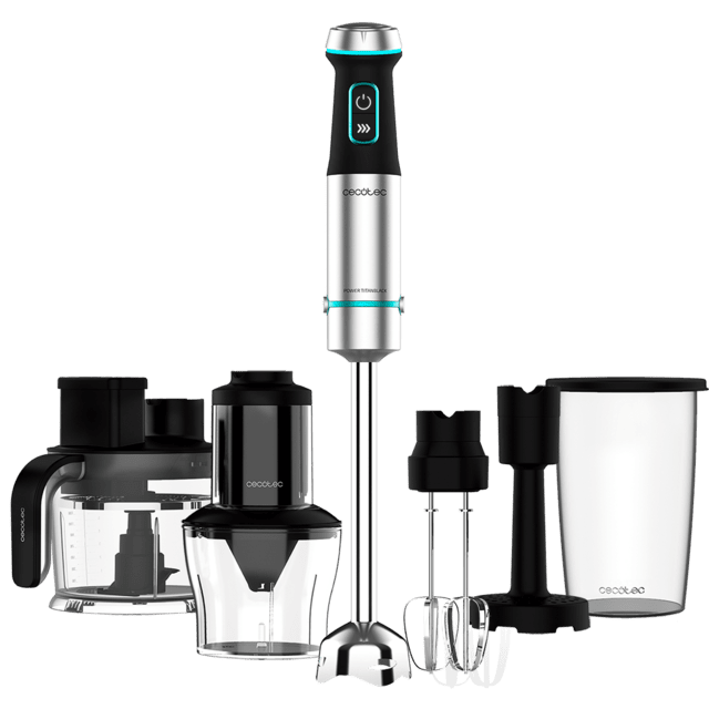 Cecotec Power TitanBlack 1200 TotalMix M. Batidora De Mano Con Potencia 1200 W Cuchillas De 4 Hojas Con Recubrimiento Titanio Negro Pie XL Campana Antisalpicaduras Velocidad Ajustable Función Turbo Batidora De Mano De 1200 W