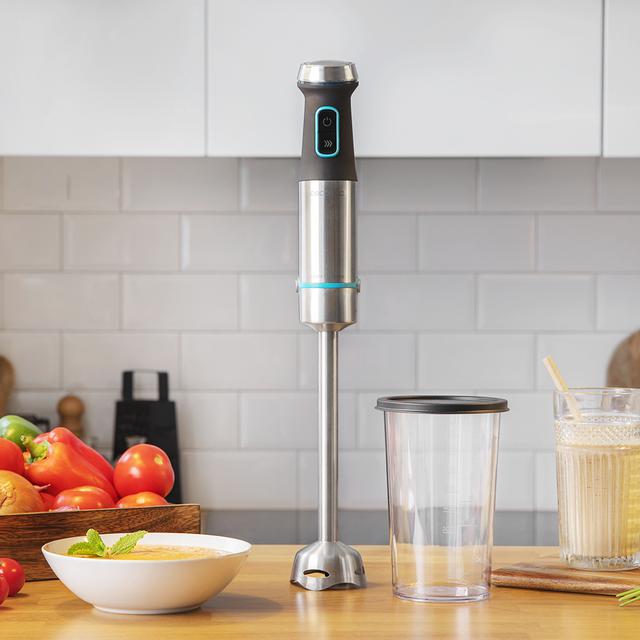 Cecotec Power TitanBlack 1200 XL. Batidora De Mano Con 1200 W Tecnología CrossBlades Con Cuchillas De 4 Hojas Pie XL Campana Antisalpicaduras Selector De Velocidad Incluye Vaso 800ml Batidora De Mano De 1200 W