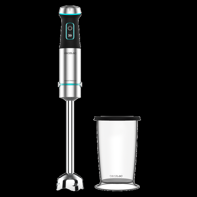 Cecotec Power TitanBlack 1200 XL. Batidora de mano con 1200 W Tecnología CrossBlades con cuchillas de 4 hojas Pie XL Campana antisalpicaduras Selector de velocidad Incluye vaso 800ml Batidora de mano de 1200 W