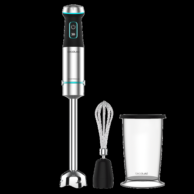 Cecotec Power TitanBlack 1200 XL Cream. Batidora de mano de 1200 W Tecnología CrossBlades con cuchillas de 4 hojas Pie XL Campana antisalpicaduras Selector de velocidad Incluye vaso 800ml y varilla Batidora de mano de 1200 W