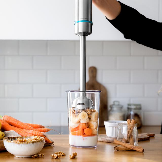 Cecotec Power TitanBlack 1200 XL Cream&Crush. Batidora De Mano Con Potencia 1200 W Tecnología CrossBlades Pie XL Campana Antisalpicaduras Velocidad Ajustable Función Turbo Batidora De Mano De 1200 W