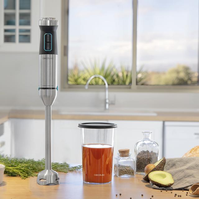 Cecotec Power TitanBlack 1500 XL.Batidora De Mano Con Potencia 1500 W Tecnología CrossBlades Con Cuchillas De 4 Hojas Pie XL Antisalpicaduras Selector De Velocidad Con Función Turbo Vaso De 800 Ml Con Tapa Batidora De Mano De
