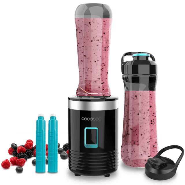 Cecotec Power Titanium 350 EasyGo Batidora De Smoothies Con Vaso Portátil 4 Cuchillas Con Recubrimiento De Titanio Negro Y 350 W. Batidora De Smoothies Con Vaso