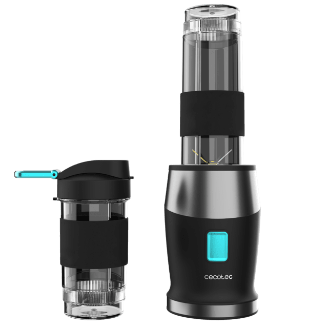 Cecotec Power Titanium 900 ProGo Batidora De Smoothies Con 2 Vasos Portátiles De 570 Ml 4 Cuchillas Con Recubrimiento De Titanio Negro Y 900 W. Batidora De Smoothies