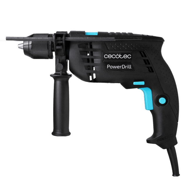 Cecotec PowerDrill 850 Keyless Taladro Eléctrico Con Percutor De 850 W. Portabrocas Metálico De 13mm. Alta Velocidad De 4800 Rpm Y Percutor A 46000 Impactos Por Minuto. Incluye Un Maletín Con 9 Brocas Y Una Empuñadura Auxili