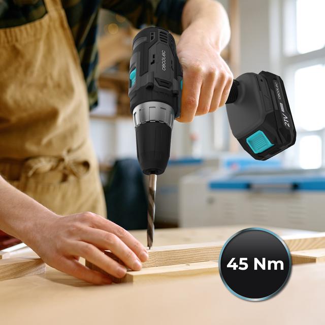Cecotec PowerForce 2120 Impact Taladro Percutor Y Atornillador Con Dos Baterías De 21V Y 2.000mAh. Función Percutora De Hasta 27.000 Impactos Por Minuto Y 1.500rpm. Apto Para Lo Materiales Más Duros Incluso Hormigón. Par De