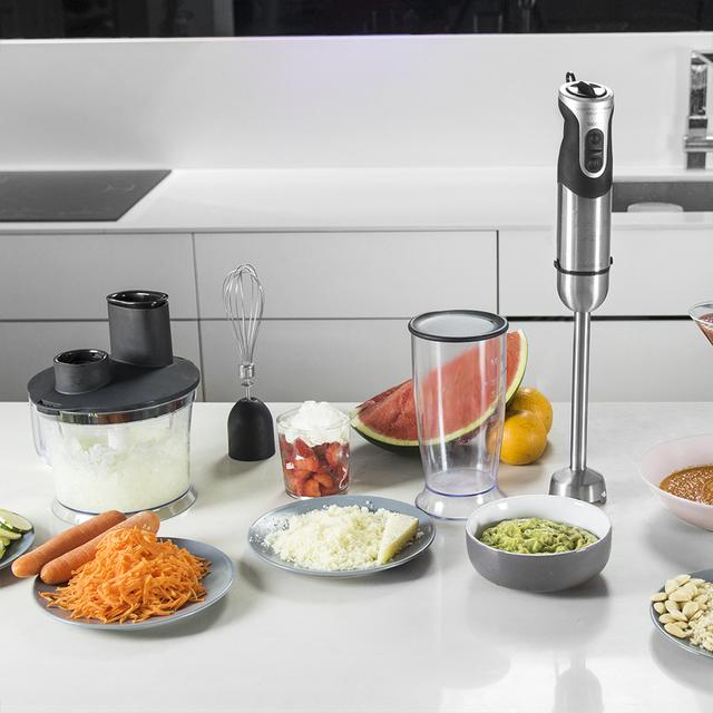 Cecotec Powerful Titanium 1000 Pro. Batidora De Mano De 1000 W 21 Niveles Y Turbo Cuchilla 4 Hojas Con Recubrimiento De Titanio Pie XL Soft Touch Accesorios Vaso 800 Ml Batidora De Mano De 1000W