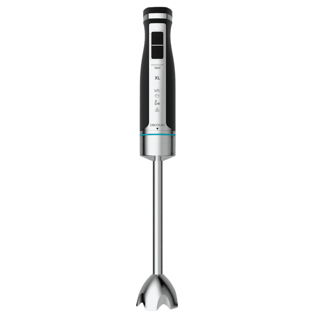 Cecotec PowerGear 1500 M. Batidora de Mano de 1500 W 21 Velocidades y Turbo Acero Inox y Silicona X-Blades: Cuchilla de 4 Hojas con Recubrimiento de Titanio Incluye Vaso con Tapa Batidora de mano de 1500W